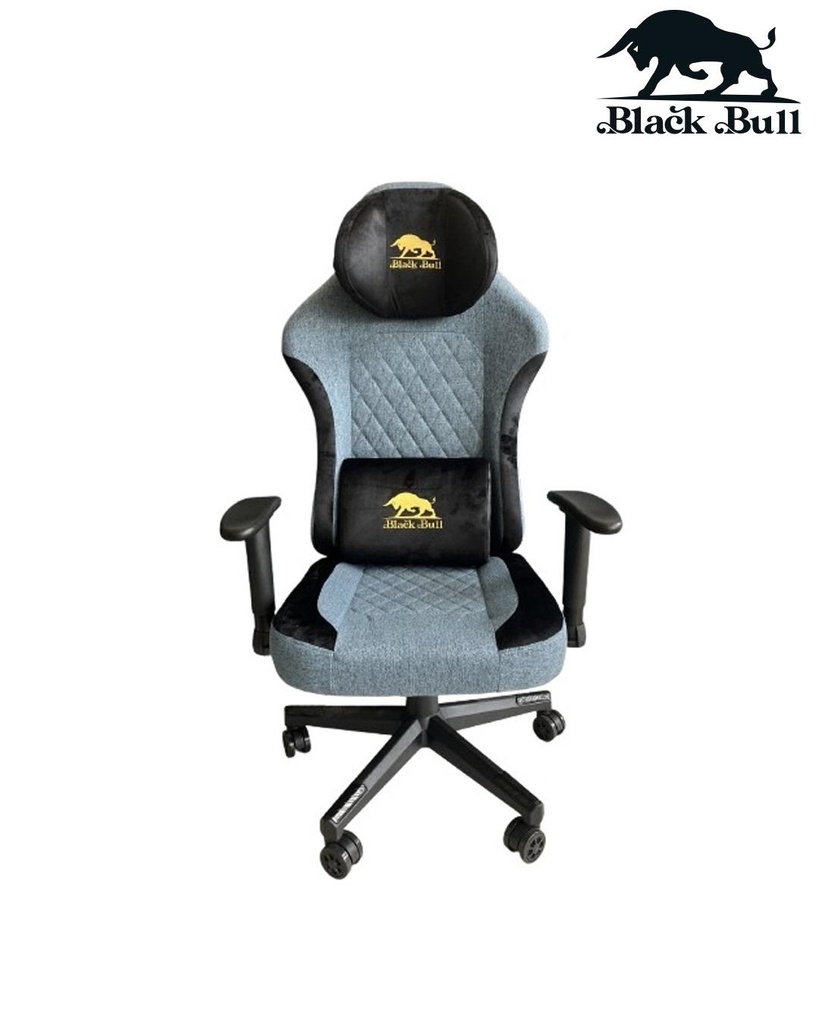 Black Bull Gaming Chair With Molded Headrest Up & Down - Fabric , Black/Blue - UMGC103B
