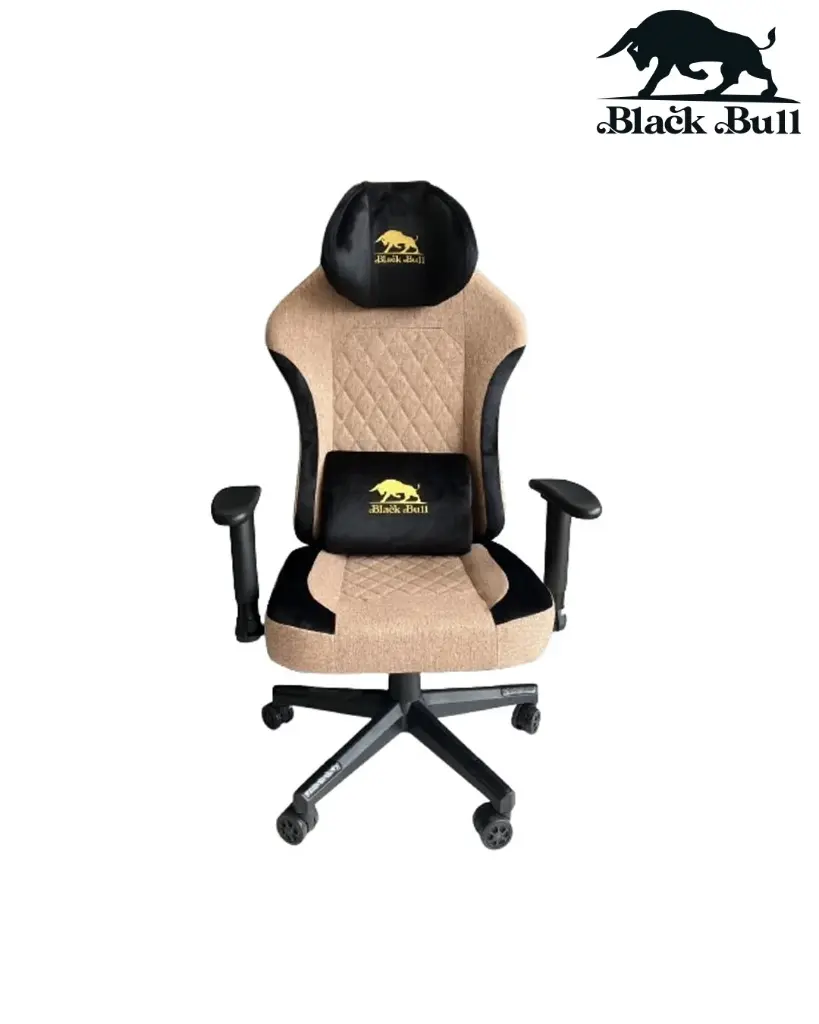 Black Bull Gaming Chair With Molded Headrest Up & Down - Fabric , Black/Brown - UMGC102R
