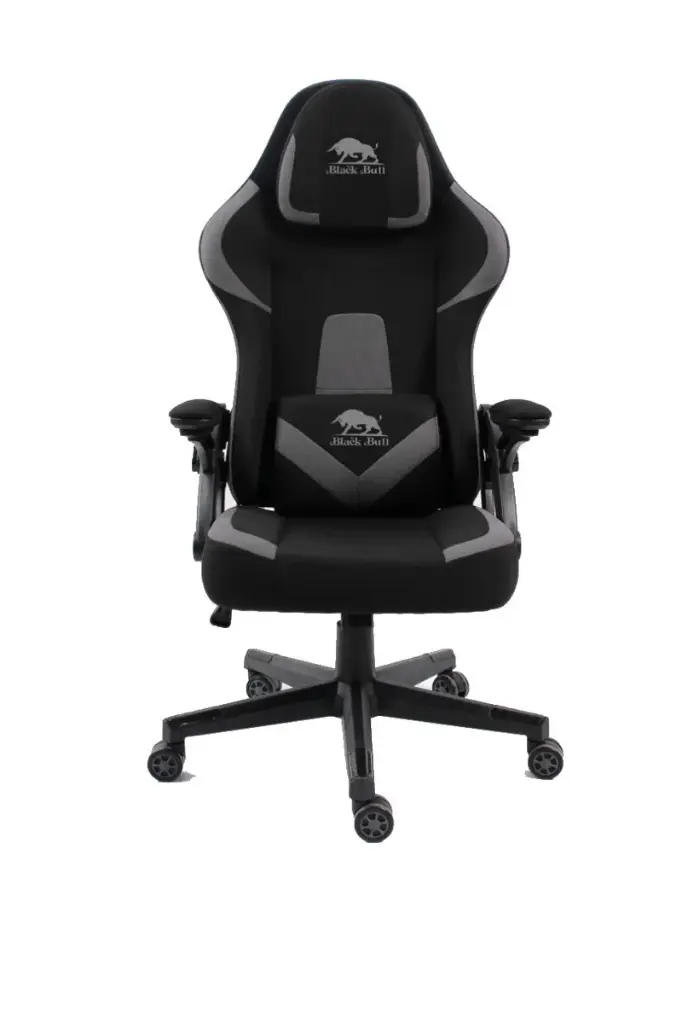 Black Bull Gaming Chair With Molded Headrest Up & Down - Fabric Black/Gray - UMGC101G