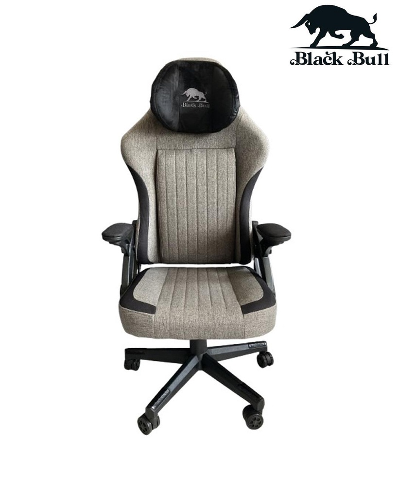 Black Bull Gaming Chair With Molded Headrest Up & Down - Fabric, Gray /Black - UMGC106R