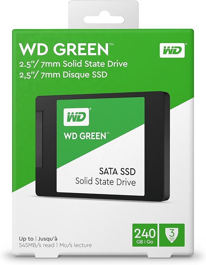Western Digital 240GB WD Green Internal PC SSD Solid State Drive - SATA III 6 Gb/s, 2.5"/7mm, Up to 550 MB/s