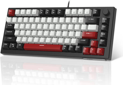 MageGee SKY81 Wired Mechanical Hot-Swappable Gaming Keyboard, Red Switch, 83 Keys Anti-Ghosting, 3-Color Combination Keycaps, 1.6m Cable Length, Ice Blue Lighting, ENG Layout, USB, Black/Gray | SKY81