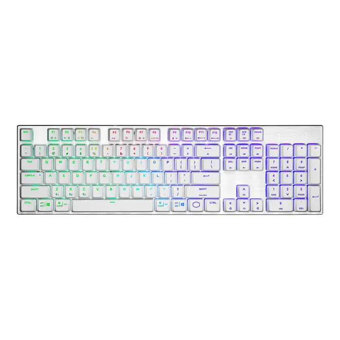 Cooler Master SK653 Full Sized Wireless/Bluetooth RGB Mechanical Keyboard With Low Profile Tactile Brown Switch - Silver /White