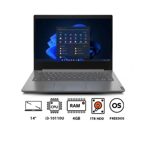 Lenovo V14 G1 IML Laptop, Intel Core i3-10110U, 1TB HDD, 4GB RAM, 14 Inch FHD, Intel UHD Graphics, FreeDos - Iron Grey