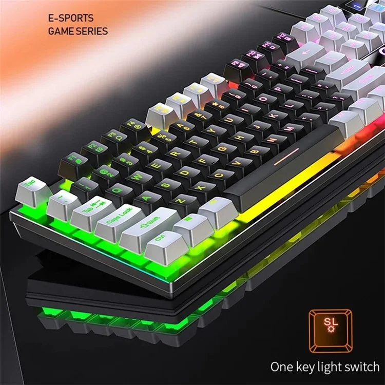 YINDIAO K500 Backlit Wired Gaming Keyboard Ambient Light Home Computer Keyboard - Black / Mix Light