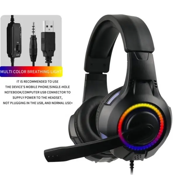 7245 LED Gaming Headset with Stereo Surround Sound, PS4/PS5 Gaming Headset with Mic & LED Light Noise Canceling Over-Ear Headphones