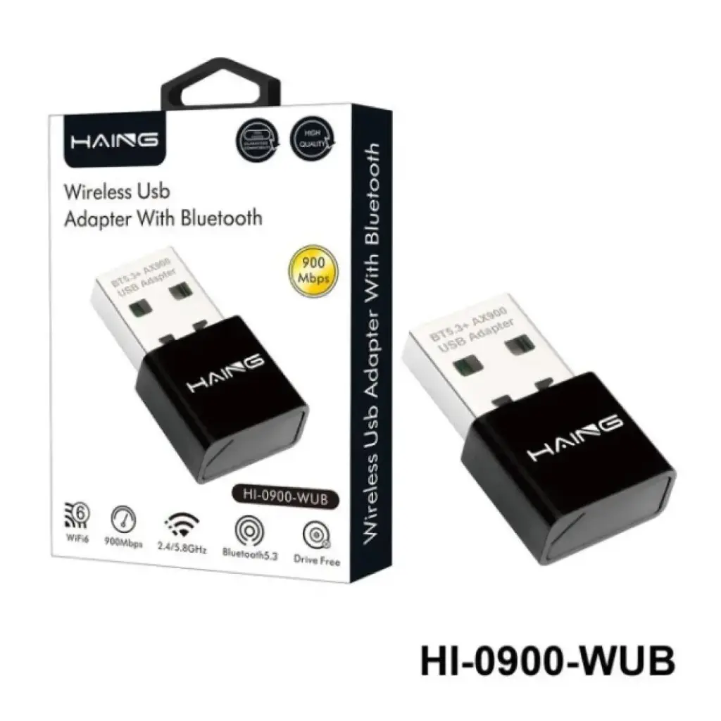 HAING HI-0900-WUB Wirelee Usb Adapter With Bluetooth BT5.3+AX900 USB Adapter