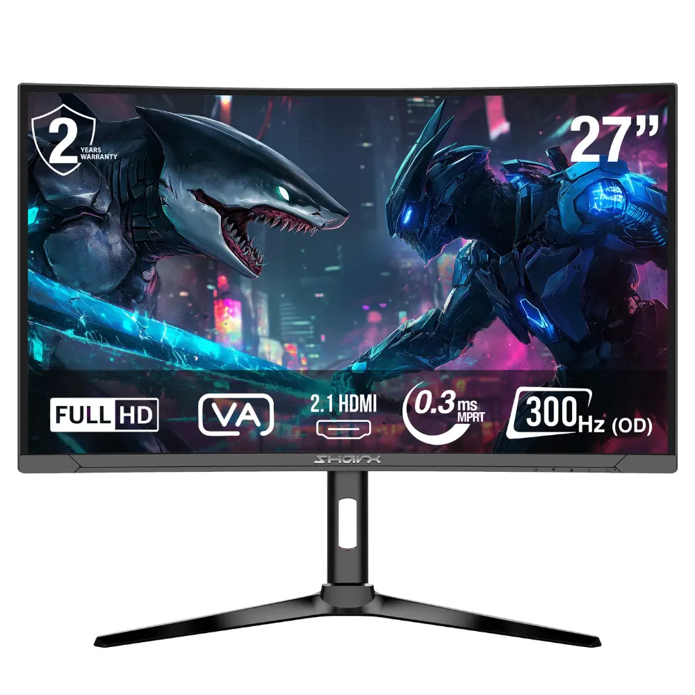 Sharx 27″ JAWS 27F300VC FHD 300Hz 0.3ms Curved VA HDMI 2.1 Speaker Rotatable Gaming Monitor