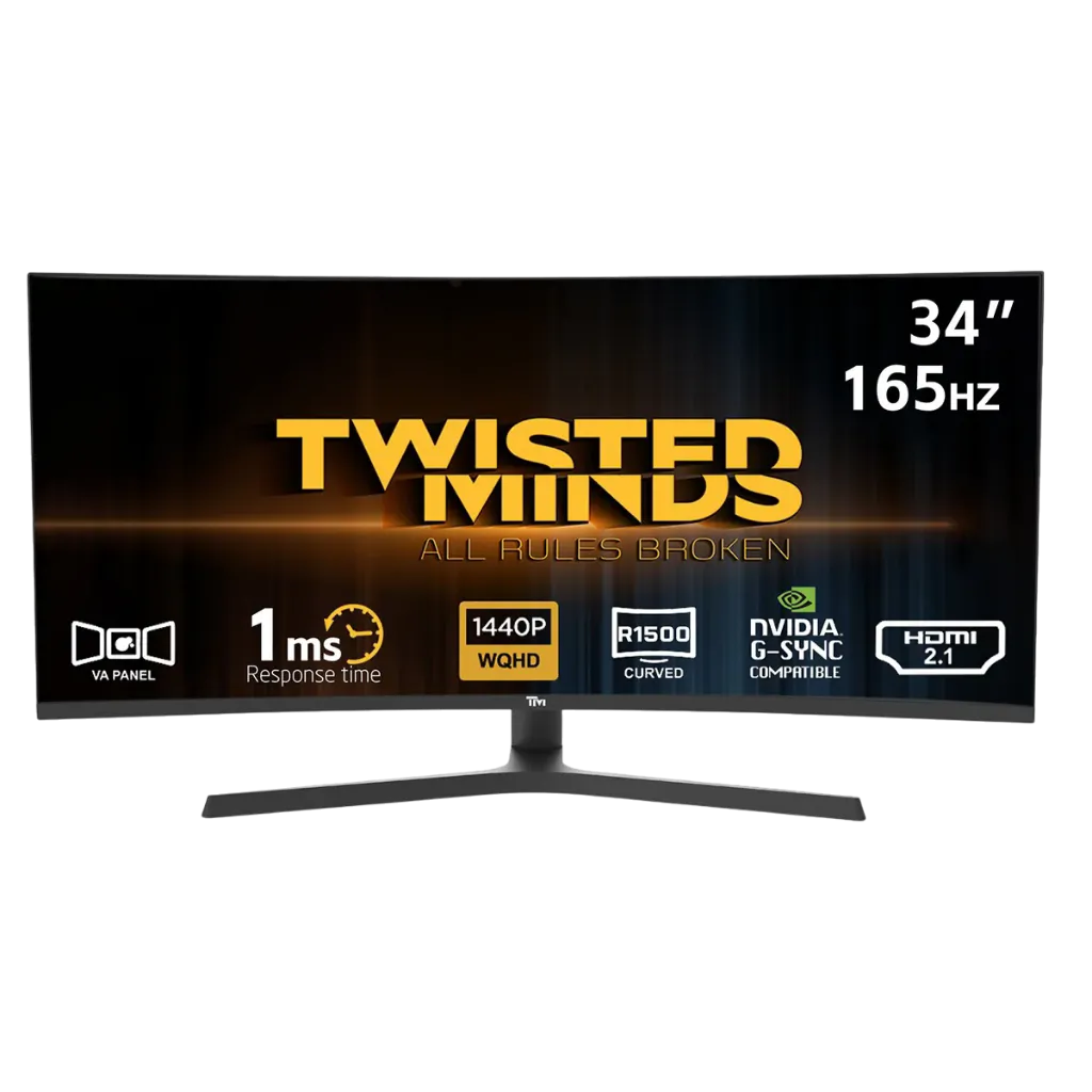 Twisted Minds Eclipse Pro 34-inch Curved Gaming Monitor | (WQHD) | 180Hz | 1ms | TM34CWQHDVA - HDMI 2.1 | VA