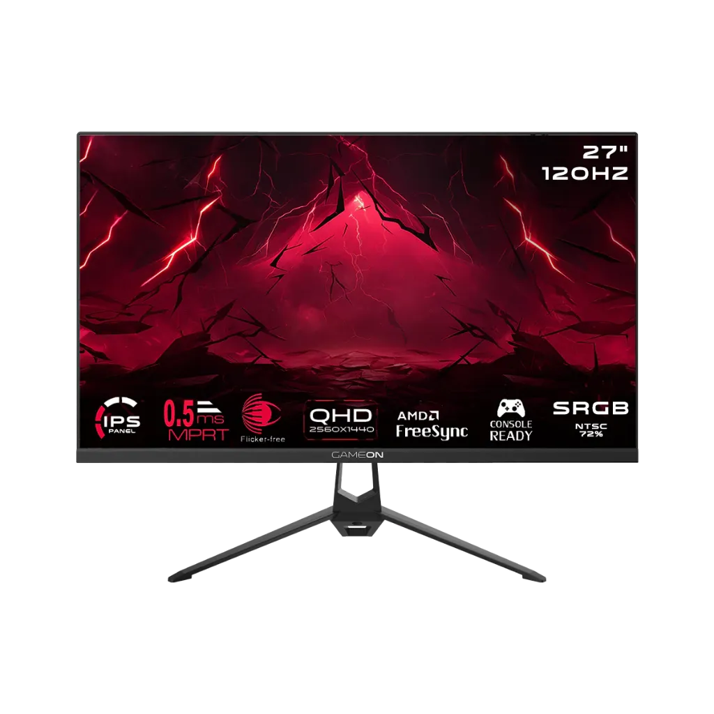 GAMEON GOES27QHD120IPS Essential Series 27" QHD, 120Hz, MPRT 0.5ms, HDMI 2.1, Fast IPS Gaming Monitor (Supports PS5) - Black