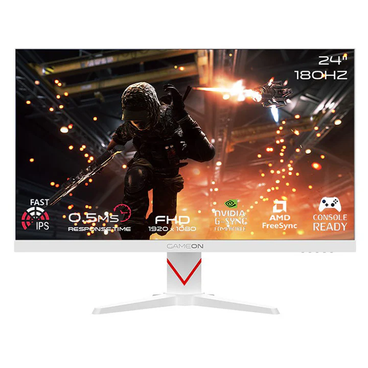 GAMEON GOAM24FHD180IPS Marksman Series 24" FHD, 180Hz, MPRT 0.5ms, HDMI 2.1, Fast IPS Gaming Monitor (Supports PS5) - White