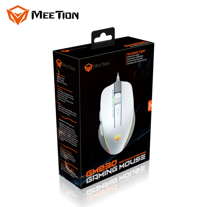 Meetion GM230 RGB Gaming Mouse 12800 DPI-White