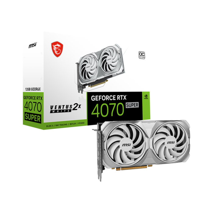 MSI GeForce RTX 4070 Super Ventus 2X White OC Edition 12GB GDDR6X Graphics Card