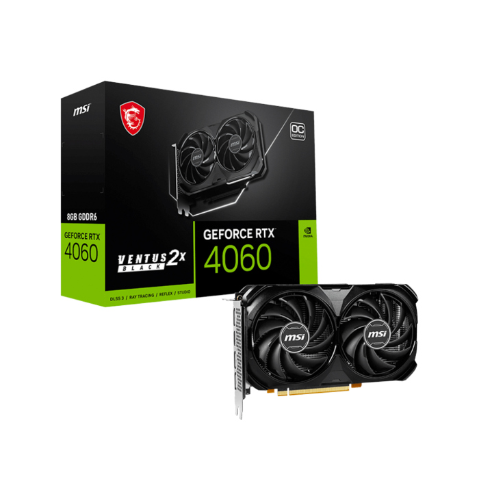 MSI GeForce RTX 4060 Ventus 2X Black OC Edition 8GB GDDR6 Graphics Card