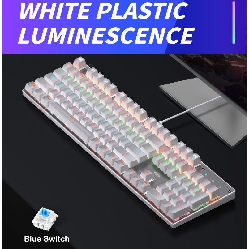 Leaven K880 - RGB Mechanical Gaming Keyboard - Wight - Blue Switch